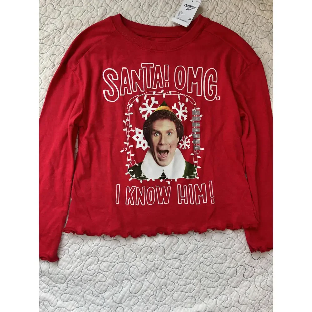 Buddy The Elf Oshkosh Santa I Know Him Shirt Girls Size 10